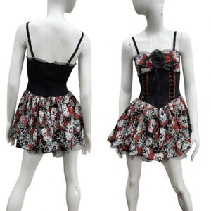 DAY OF THE DEAD HALLOWEEN ROSES AND SCULL DRESS S M L